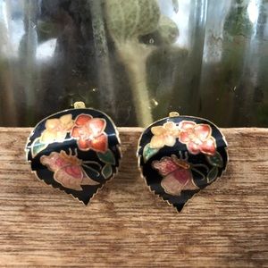 Vintage enamel clip on earrings